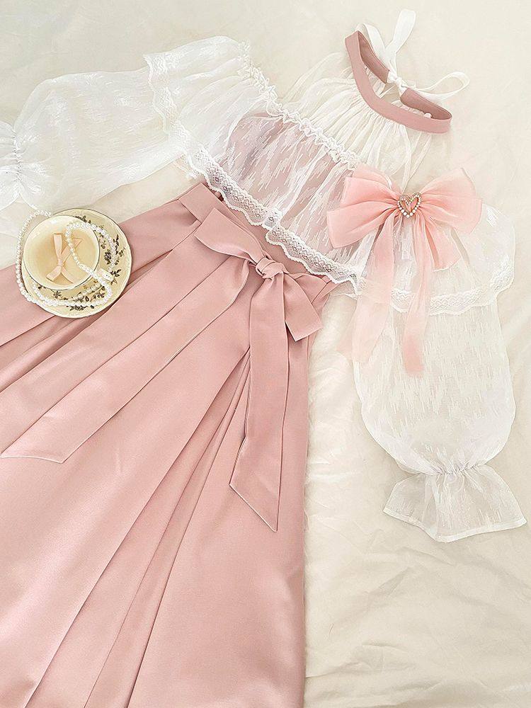 Japanese Tea - Japanese Classic Lolita Off Shoulder Pink