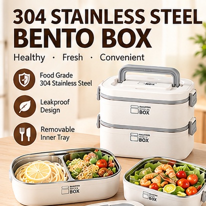 Double Layer 304 Stainless Ste - Bento Box ulasan dan harga