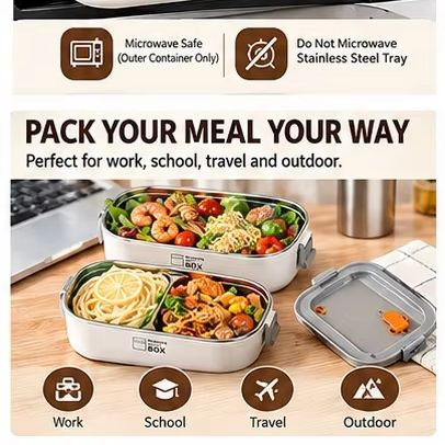 Double Layer 304 Stainless Ste - Bento Box ulasan dan harga