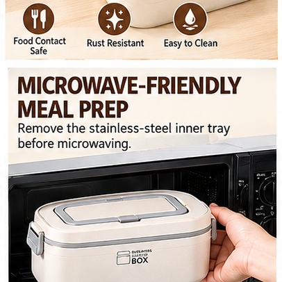 Double Layer 304 Stainless Ste - Bento Box ulasan dan harga