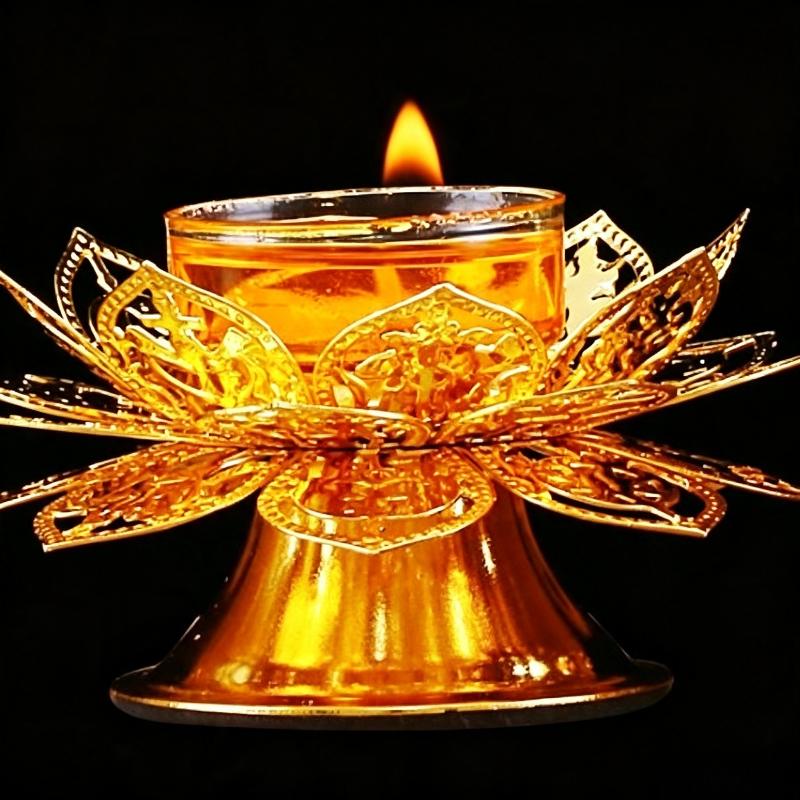 Tea Light Holder Gold Lotus De - Incense Holder ulasan dan harga